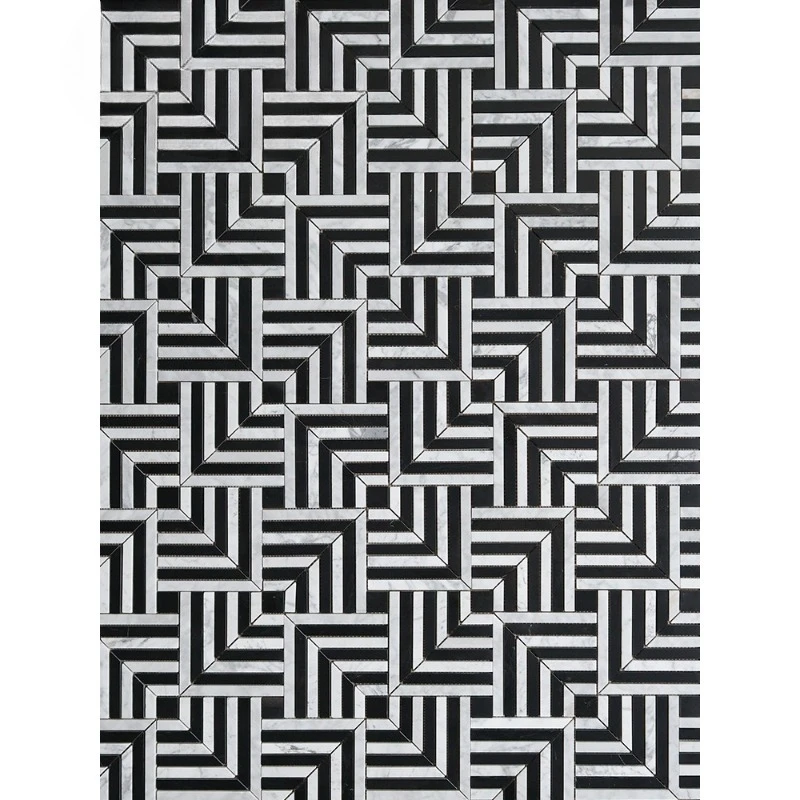 Black and white mosaic, hotel lobby bathroom floor tiles