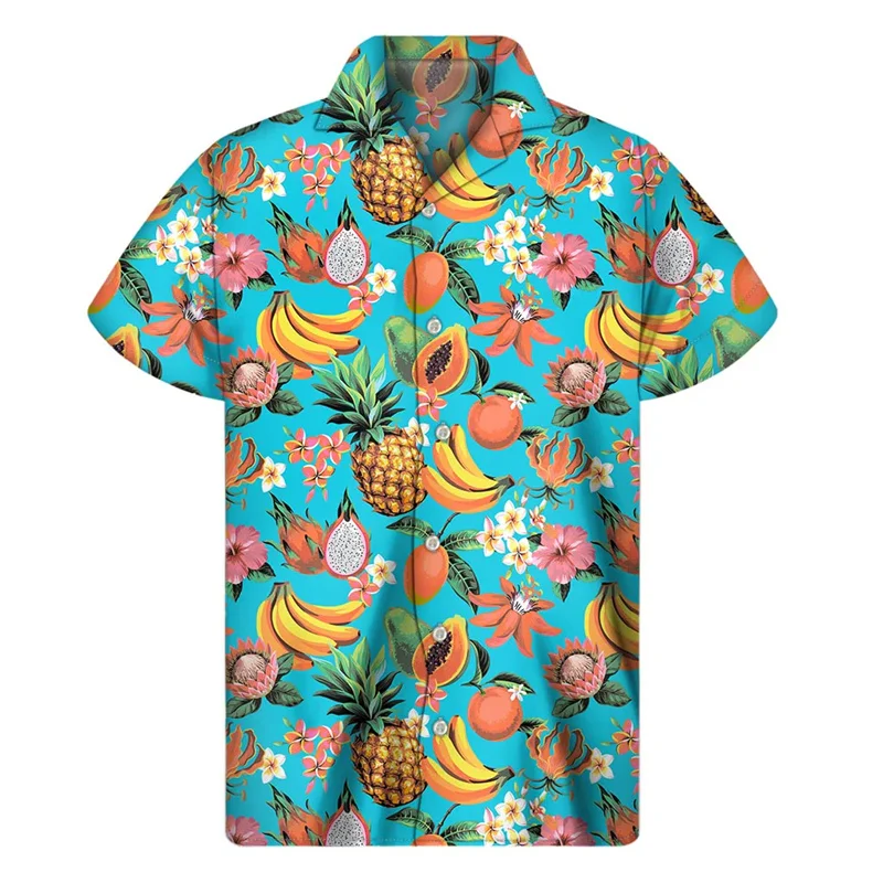 

Fashion Summer 3D Printing Tropical Fruits Shirts For Men Kid Funny Short Sleeve Shirts Hawaiian Streetwear Lapel Blouses Shirt