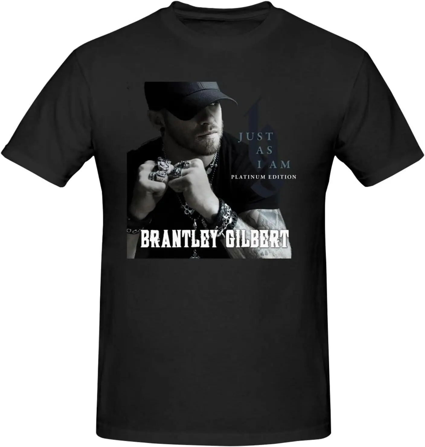 Brantley Music Gilbert Shirt Men's Personalised Short Sleeve T Shirt Fashion Graphic Tees Cool Casual Tops Black