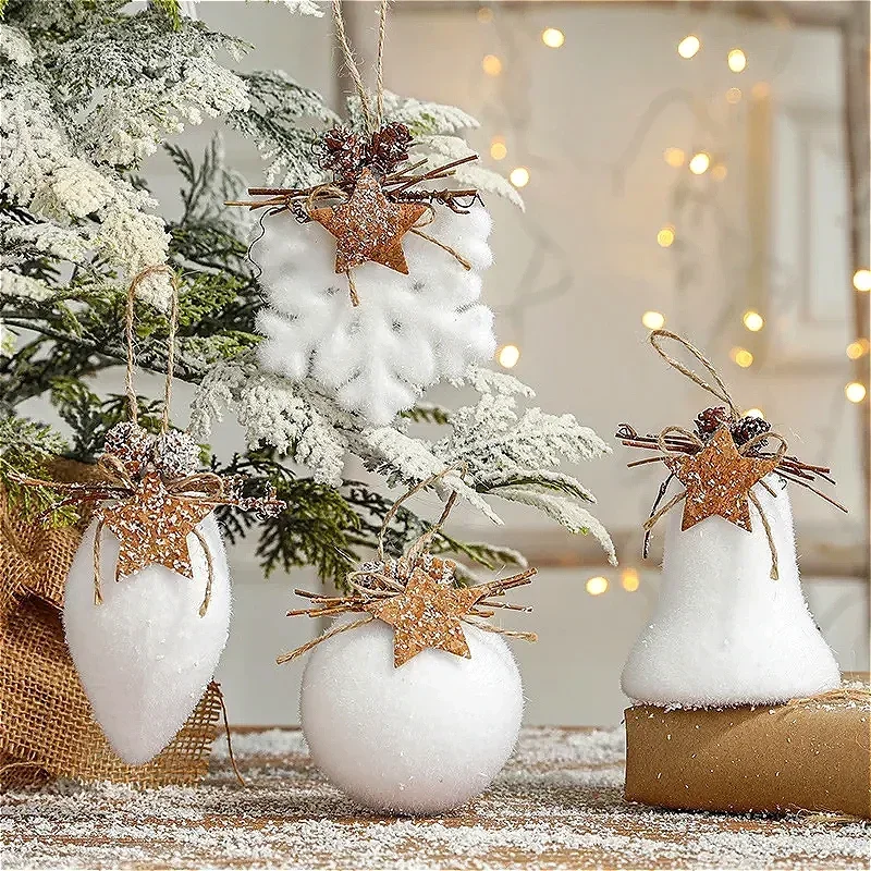 

Christmas tree pendant ball white snow bell foam Christmas ball party Christmas decoration New Year