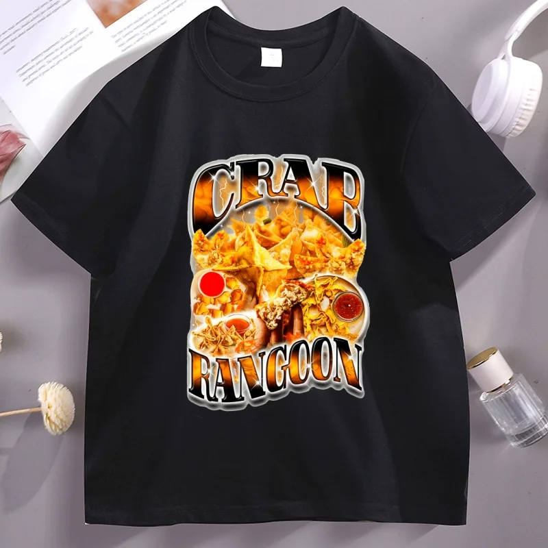 Crab Rangoon T Shirt Man Casual Cotton Short Sleeve Tshirts Unisex Round Neck Loose Trendy T-shirts Streetwear Clothing
