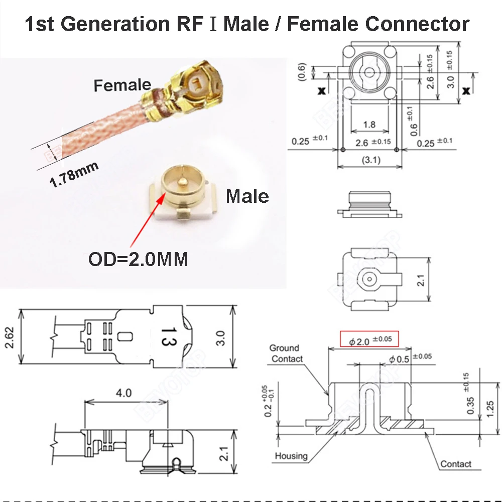 2PCS RP-SMA/SMA Female to UFL/IPX-1 Female RG178 Cable Connector RF Coax Pigtail Antenna Extension Jumper SMA to RG178 Cable