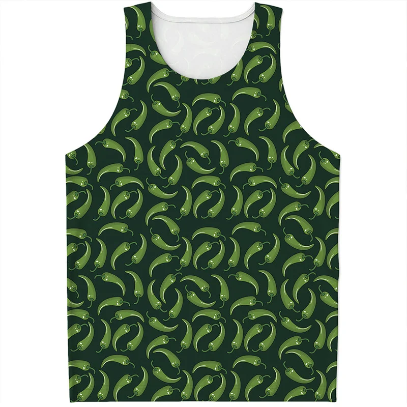 Colorful Pepper 3D Printed Tank Top Men Women Summer Sleeveless Oversized Vest Streetwear Casual Vegetable Pattern Tee Shirts image 5