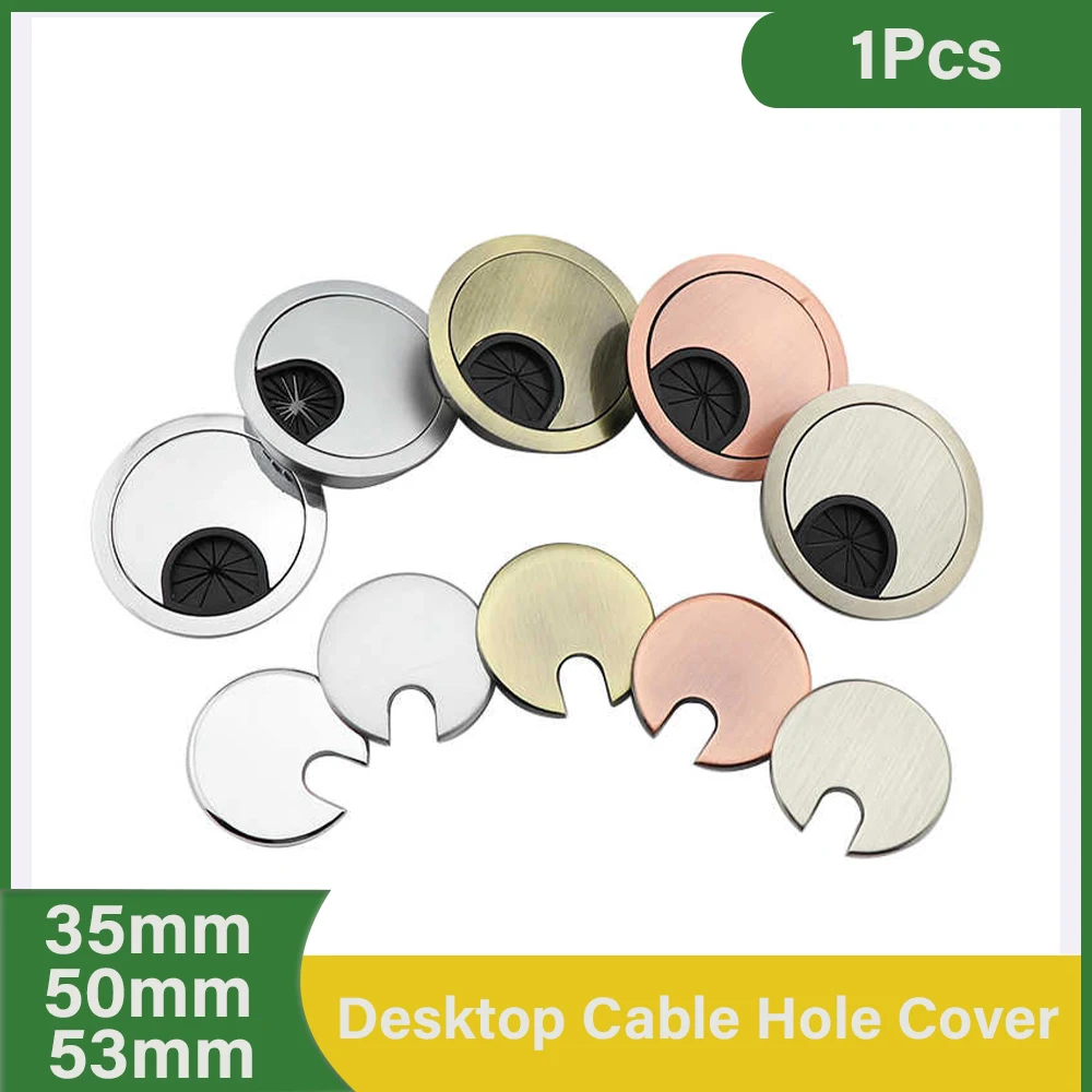 1Pcs 35mm 50mm 53mm Cable Hole Cover Zinc Alloy Round Table Wire Hole Covers Outlet Port Computer Desk Grommet Line Holder