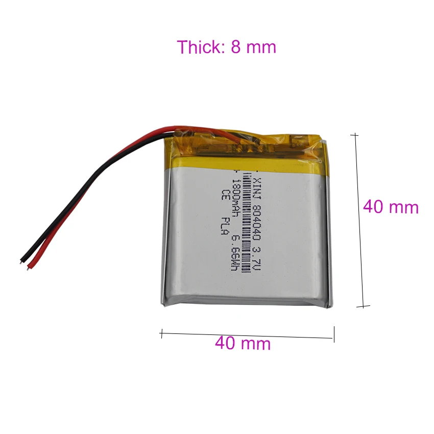Lots 10pcs 3.7V 1800mAh 6.66Wh Rechargeable Replacement Li-Polymer Li Lithium Battery 804040 Lipo For GPS DashCam Video Player
