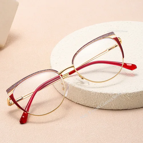 Imagen 2 del producto Gafas elegantes con bloqueo de luz azul y ojo de gato, montura para mujer, gafas antiluz azul para ordenador, gafas de lectura con montura de moda para mujer