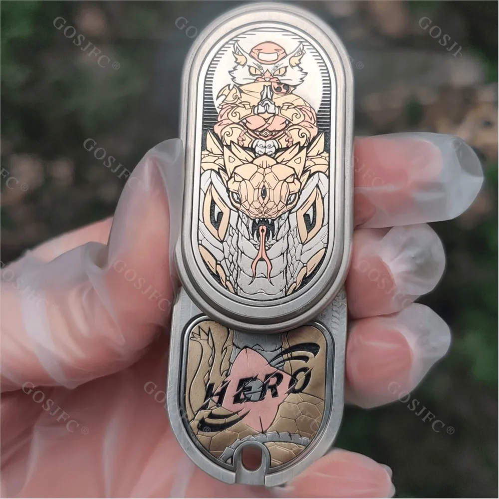 

LEYANG EDC Mechanical Snake Cupronicked Engrave Fidget Slider Anxiety Toys Office Desk Accessories