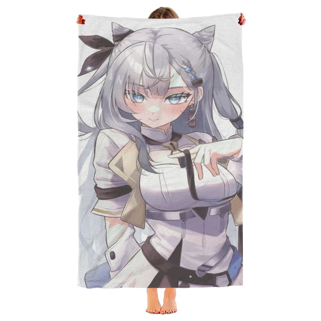 Anime Hololive Kawaii Beach Towel  Poncho Bathing Towels Cover-ups Quick Dry Sand Free Yoga Spa Gym Pool