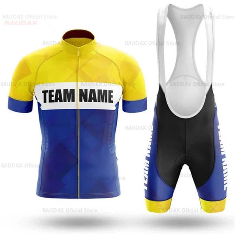 Custom Logo Cycling Clothing Short Sleeve Jersey Set Designated Team Name Bike Uniform Suit Summer Bicycle Race Wear MTB Clothes