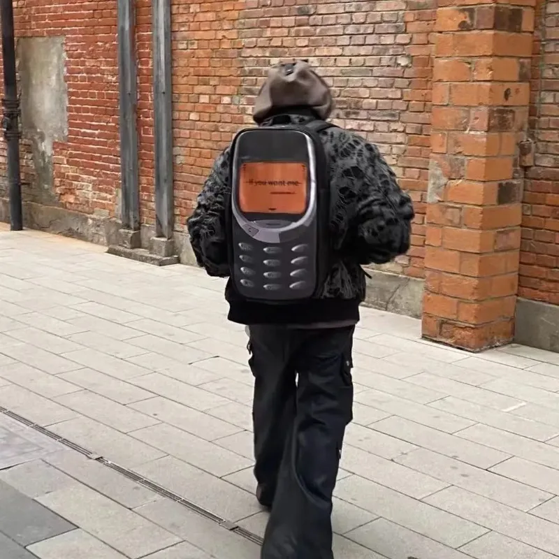 2025 Persoonlijkheid Vintage Telefoontassen Y2k Esthetische Streetwear Vrouwen Studenten Schooltassen Hoge capaciteit Grappige Ins Rugzakken Mannen