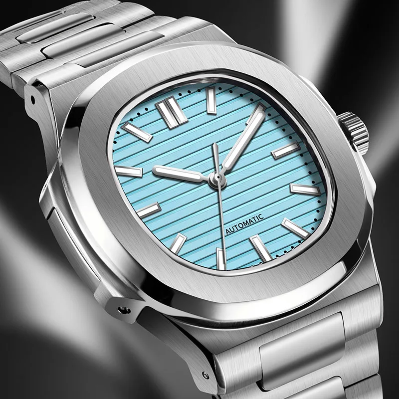 PINDU Neue klassische Herrenuhren, luxuriöse Automatikuhr für Herren, Edelstahl, wasserdicht, Saphir NH35, mechanische Armbanduhr