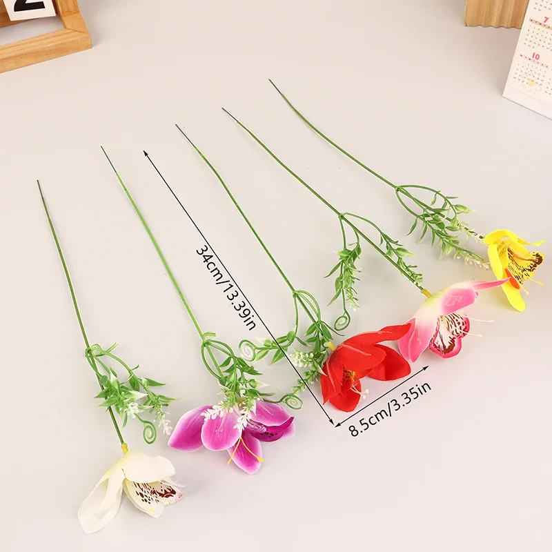 10 Stück Seidenorchideen-Blumenstrauß, künstliche Kunstblumen für Hochzeit, Heimdekoration, DIY-Schreibtisch, Vasen-Arrangement, florale künstliche Blumen