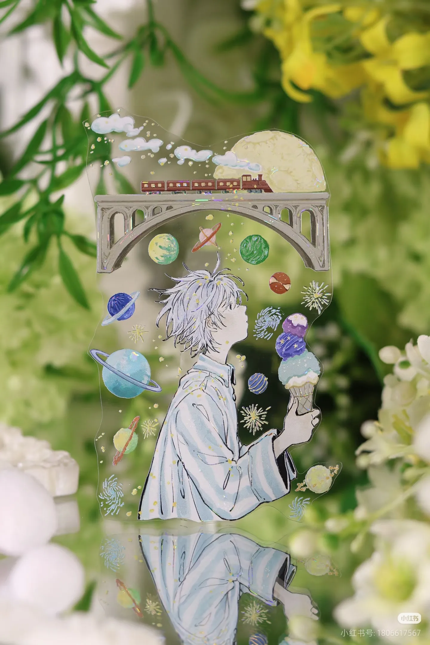 5m Half Roll Shine Galaxy Dream Shell Shiny Washi Pet Tape Sticker Journal DIY Cards Flower Collage Character
