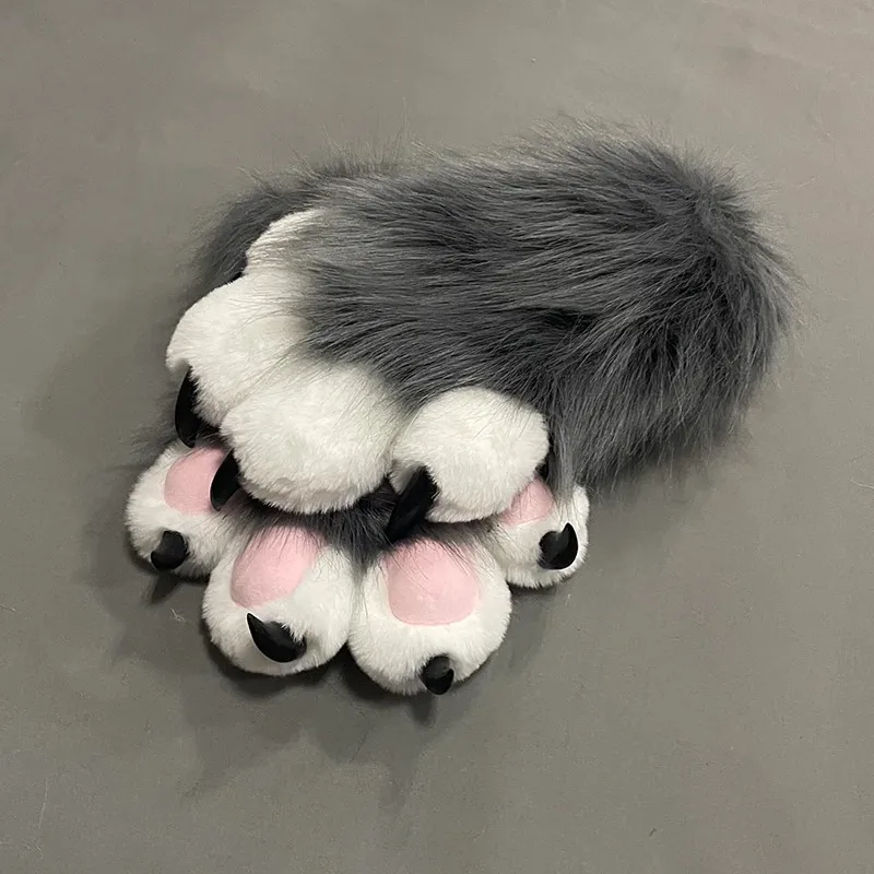 ถุงมือขนยาวแบบกำหนดเอง Furry PAWS ชุดคอสเพลย์ขนสัตว์ Kigurumi แบบกำหนดเอง คู่ของถุงมือขนสัตว์การ์ตูน Furry PAWS ชุดคอสเพลย์ขนสัตว์