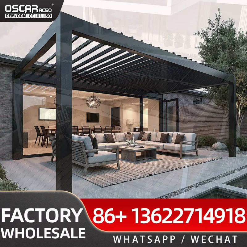 Diy Retractable Aluminum Louver Patio Waterproof Pergola Kits for Backyards Gardens Patios pergola