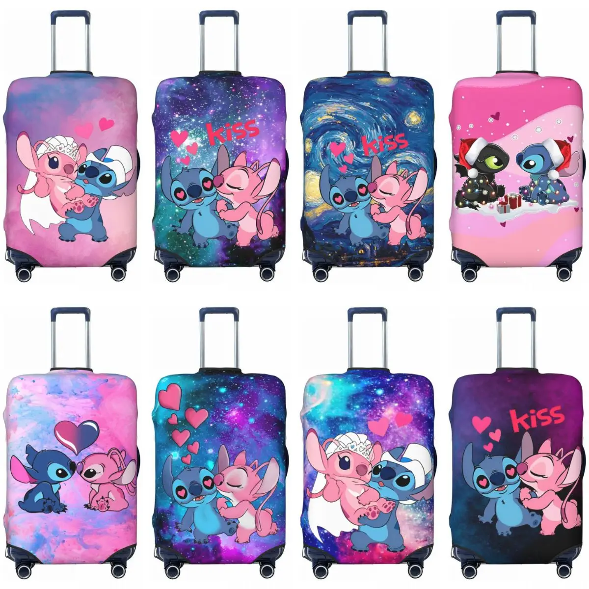 Stitch And Angel Suitcase Cover Travel Protection Flight Fun Luggage Case