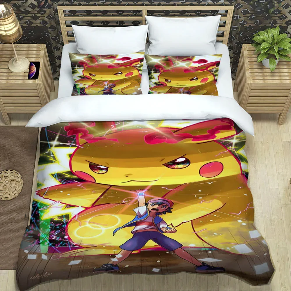 3D Pokémon Cute cartoon Bedding Sets exquisite bed supplies set duvet cover bed comforter set bedding set luxury birthday gift