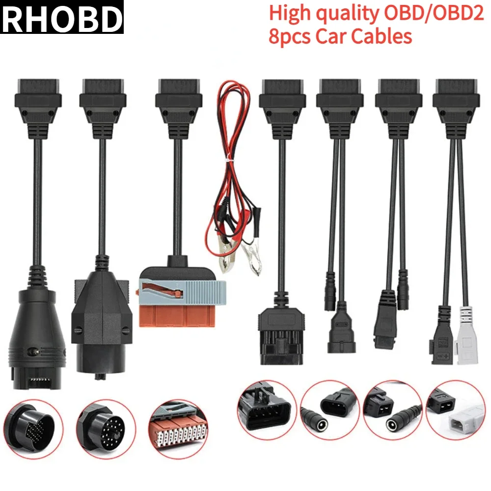 

NEW Original A+++ Quality OBD2 Converter Cable Full Set 8 PCS Car/Truck Cables for TCS PRO Diagnostic Reader Interface Connector