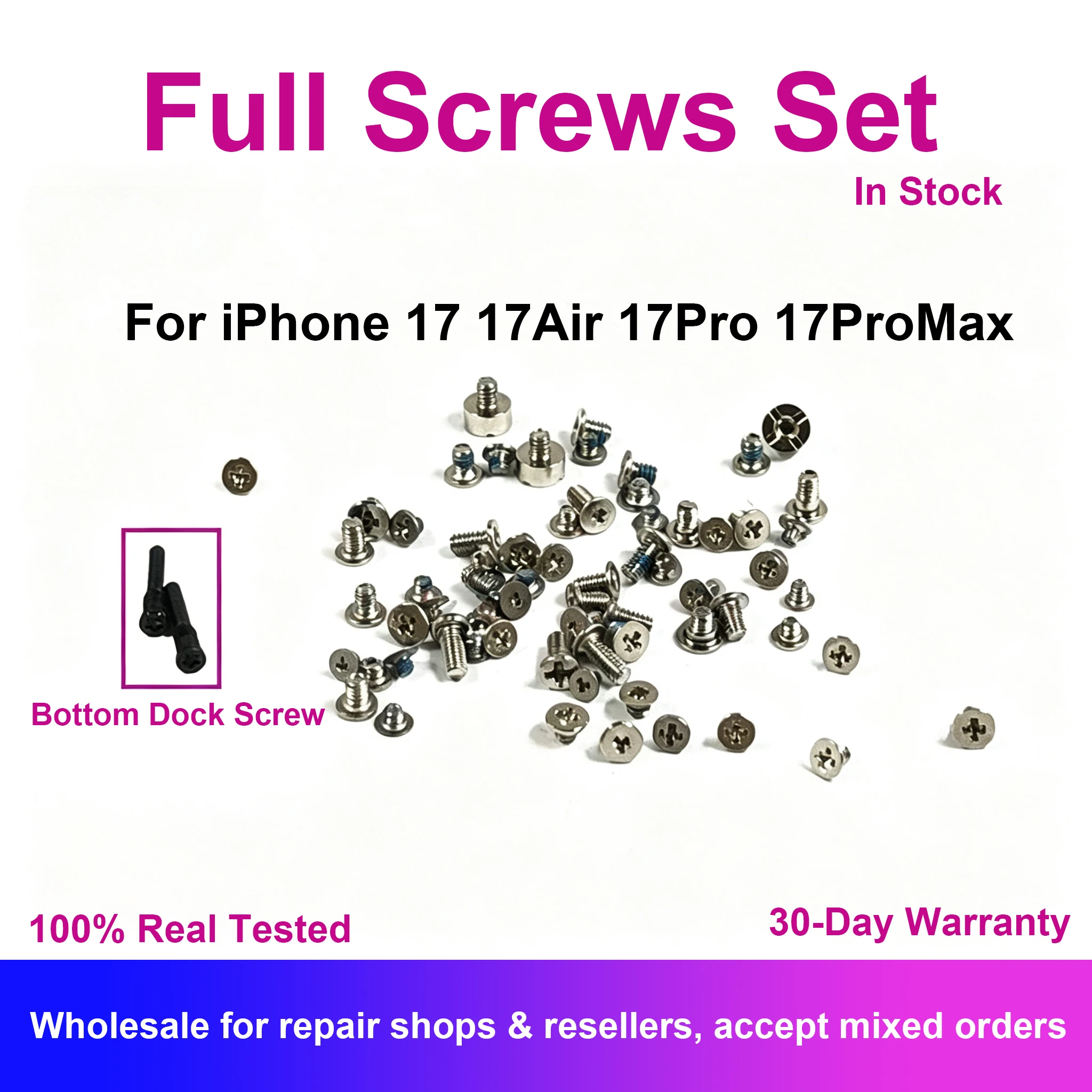 Full Set Complete Screws Phone Body Mainboard Kit Including Bottom Dock Screw For iPhone 17 Air Pro Max Repair Replacement Parts