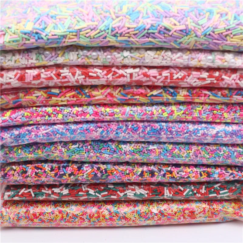 Wholesale 5mm Long Cylindrical Polymer Clay Sprinkles Colorful Clay Slices for DIY Crafts Tiny Cute Plastic Klei Accessories