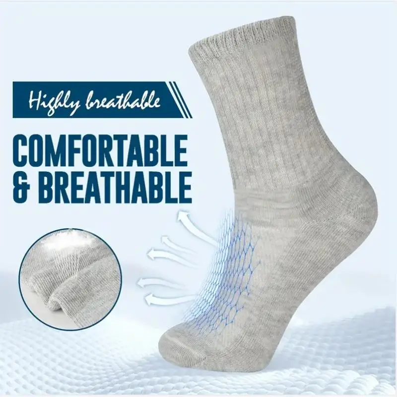 Diabetic Crew Socks Non-Binding Loose Fit For Women & Men Soft Cushioned Sole Moisture Wicking