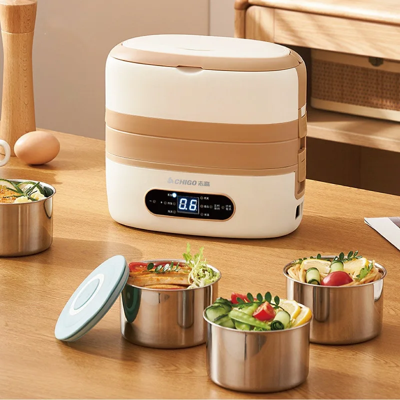 Insulation Bento Lunch Box Portable Office Heating Food Heater 2L 220V Smart Electric Heating Lunch Box 304 Stainless Steel Food