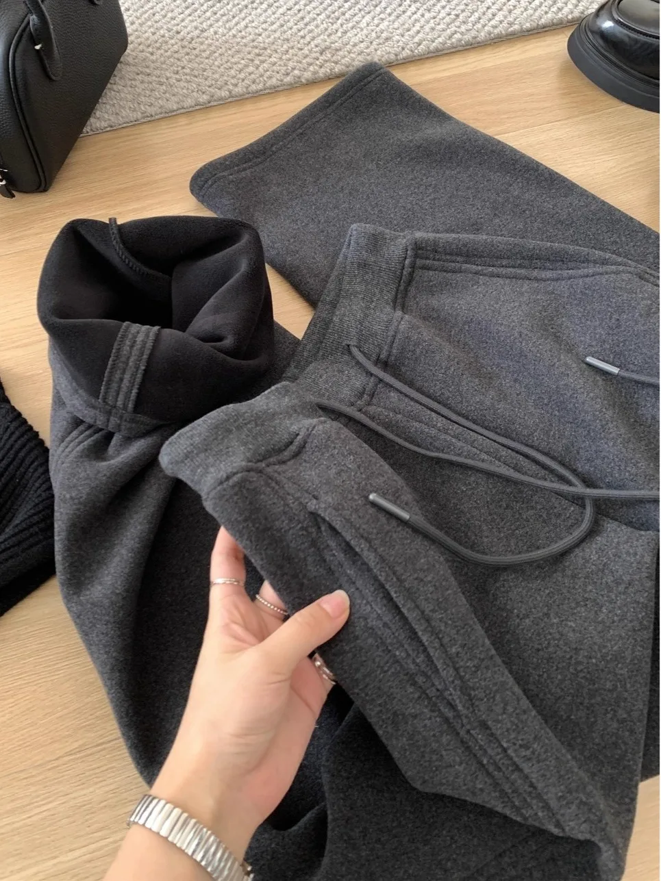 Losse broek met wijde pijpen, zachte draagcomfort, herfst-winter, nieuw binnen, casual, rechte pijp, hoge taille, elastische tailleband