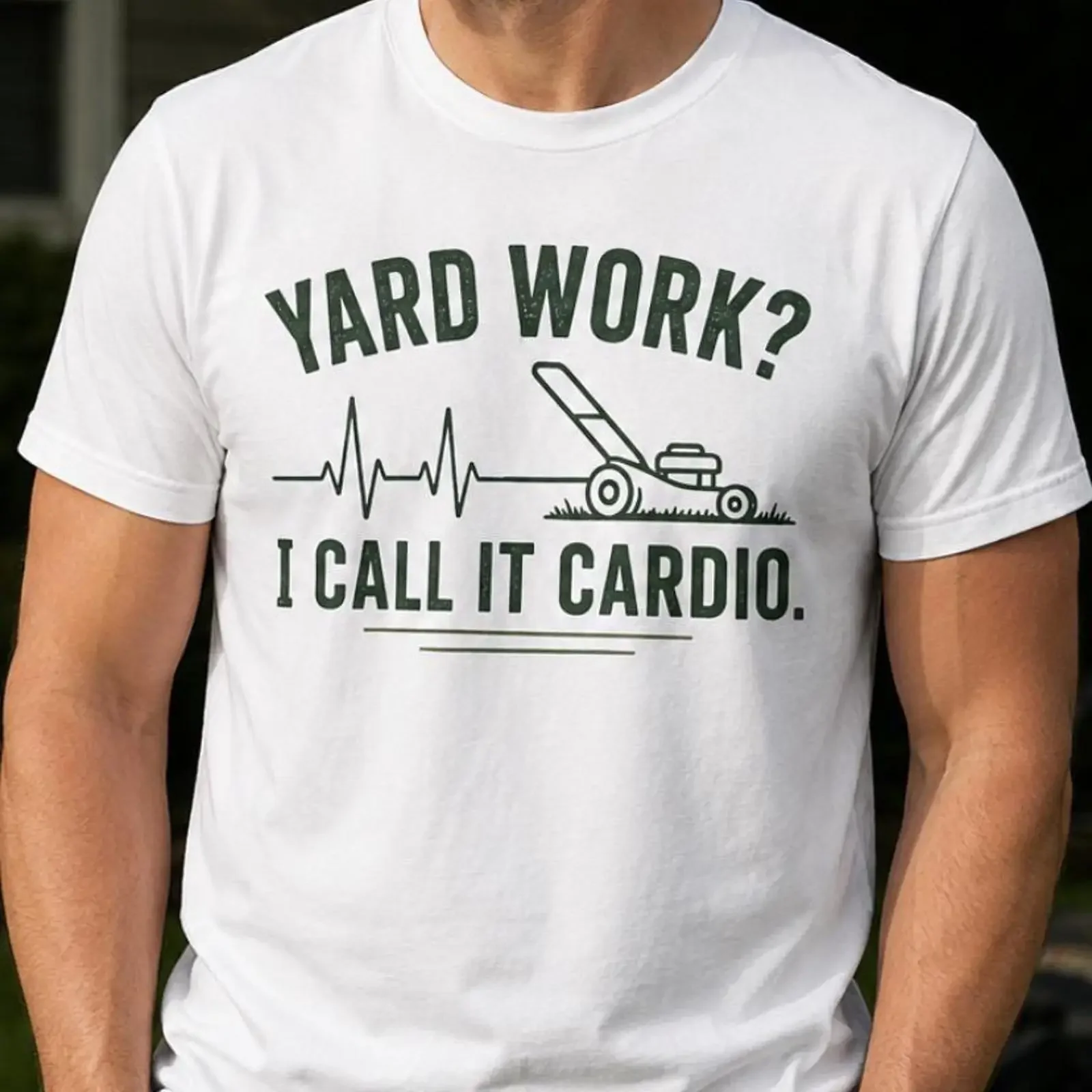 Men's Funny Yard Work I Call It Cardio T shirt Lawn Mowing Gardening Landscaper Care Casual For Dad vintage Washed homme