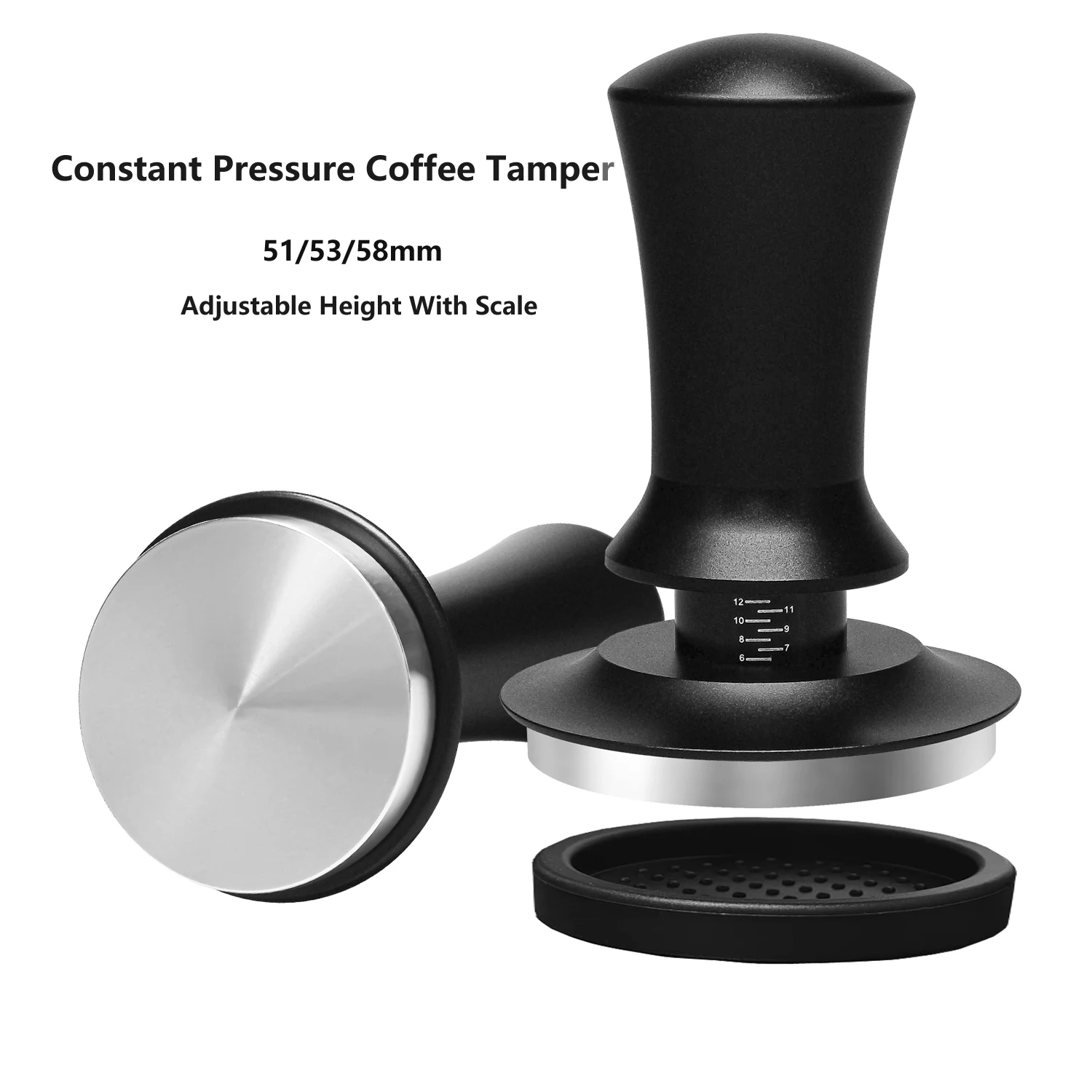 2 قطعة/المجموعة الفولاذ المقاوم للصدأ الصحافة المستمرة المطرقة سدادة قهوة 51/53/58 مللي متر تصميم الربيع الداخلي متوازن قوة ثابتة القهوة تامب