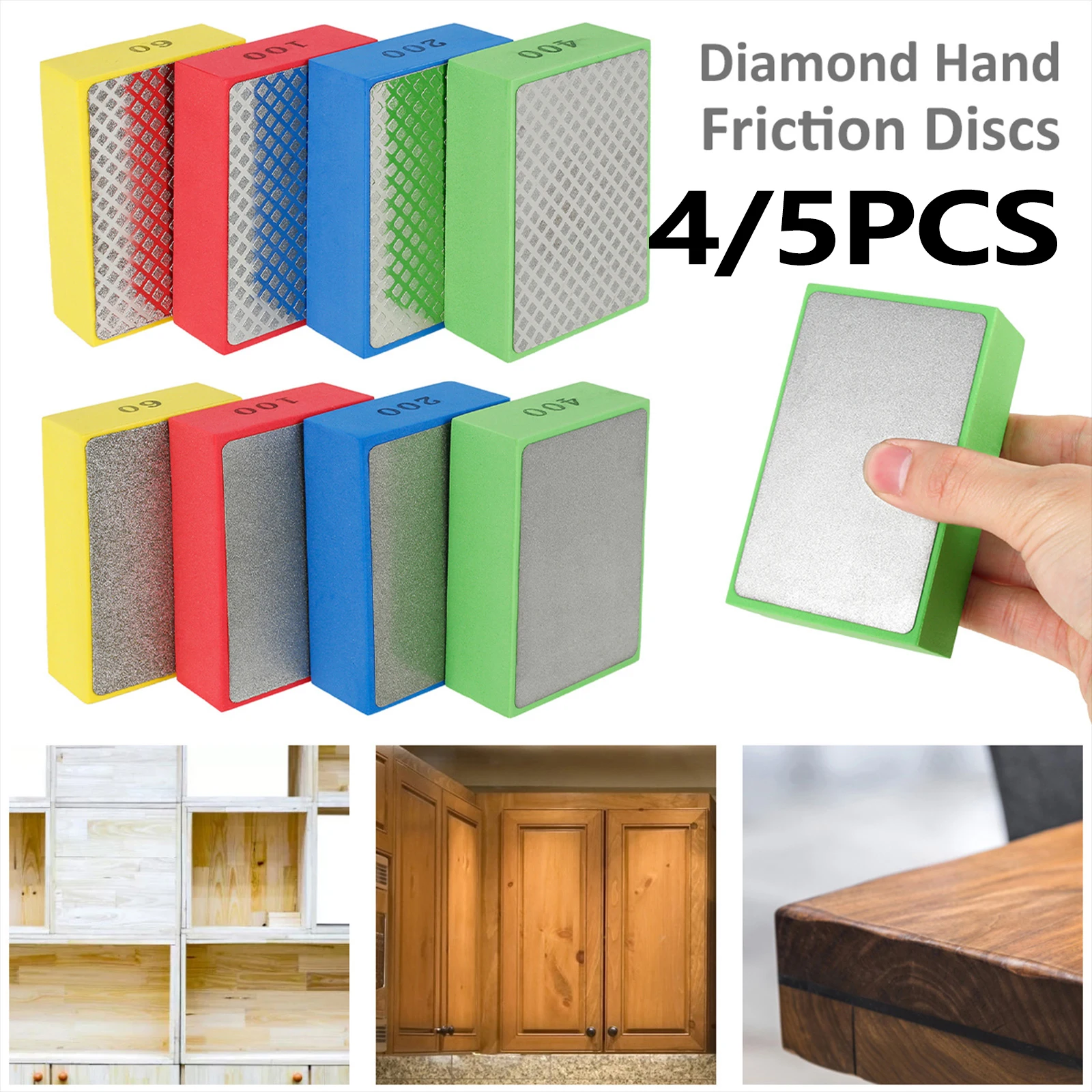 4/5pcs Diamond Hand Polishing Pads Set Tile Glass Abrasive Grinding Block Pad Stone Marble Ceramic Abrasive Grinding Block Pad