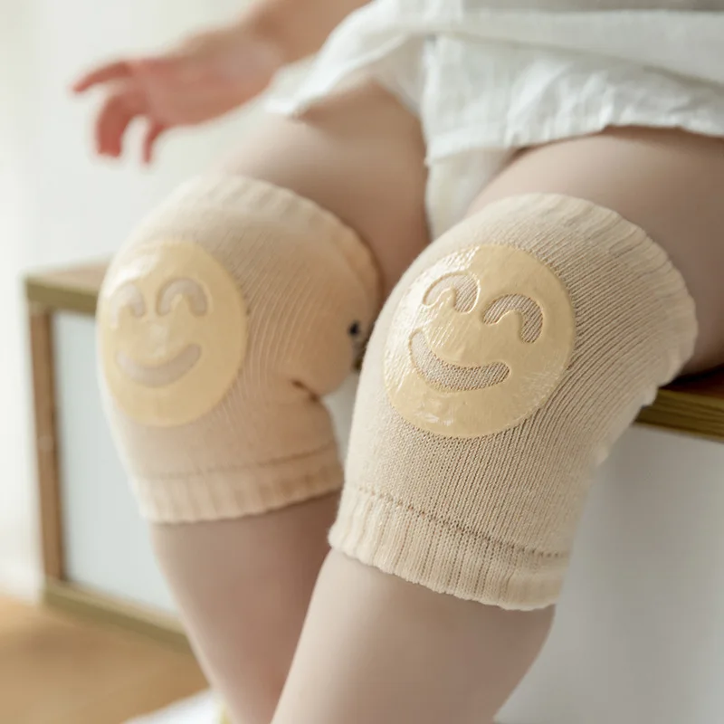 Child Knee Protector Summer Terry Baby Socks Elbow Protector Toddler Crawling Knee Protector Baby Child Smiley Face Knee Protect