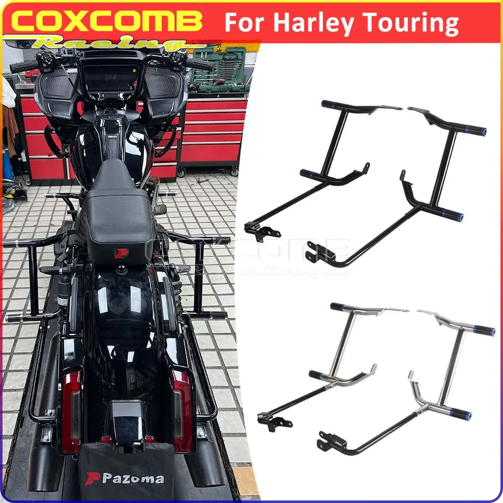 

Motorcycle Saddlebag Bracket Support Rails For Harley Electra Glide FLHT FLHTCU FLHFB Passenger Peg Crash Bar Rear Highway Guard