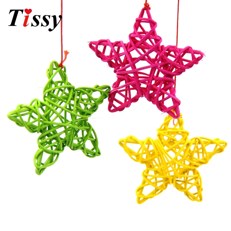 10PCS 6CM/9CM Lovely Rattan Star Sepak Takraw Christmas/Birthday Wedding Party Decorations DIY Ornaments Rattan Ball Kids Toys