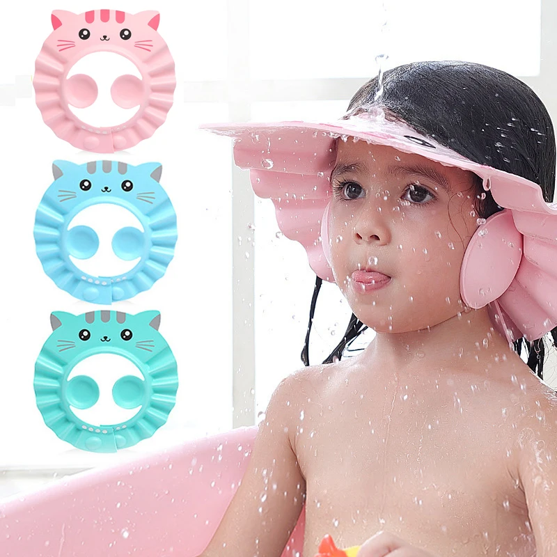 Baby Shower Cap Adjustable Hair Wash Hat for Newborn Infant Ear Protection Safe Children Kids Shampoo Shield Bath Head Cover