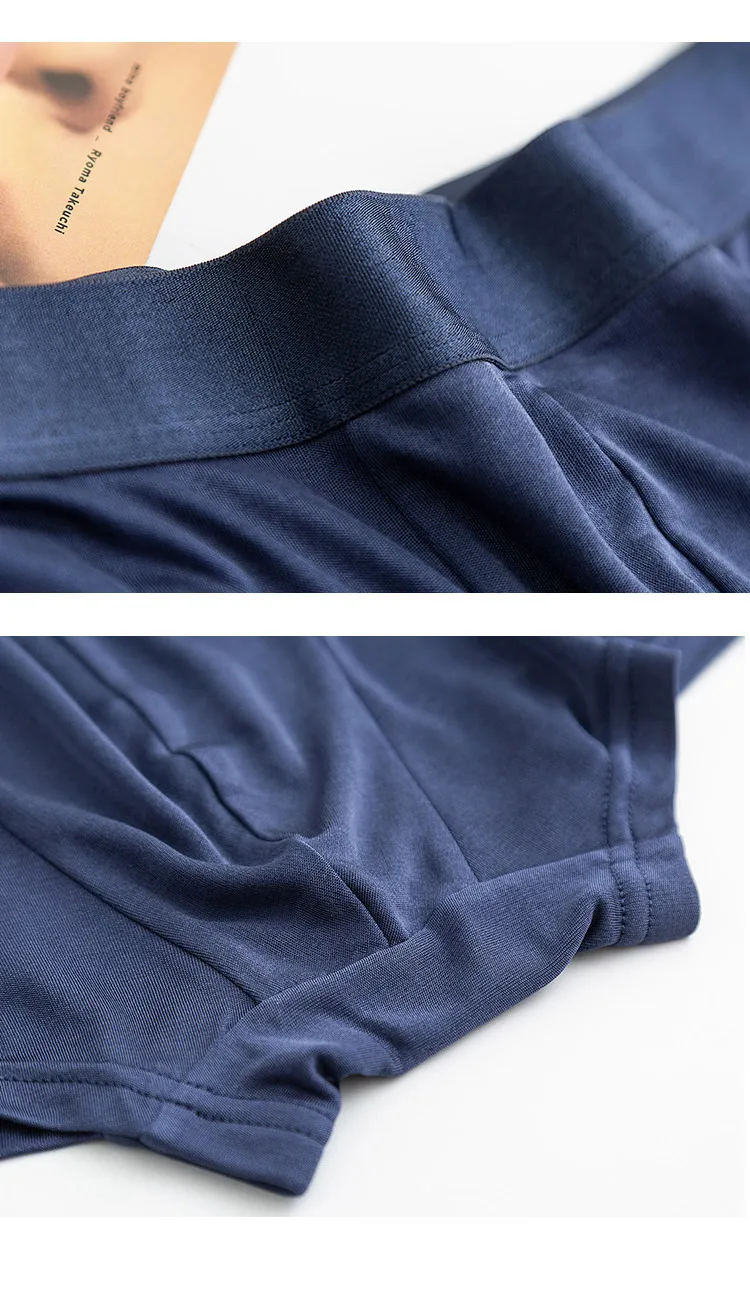 Men\'s Natural mulberry silk Briefs Sexy Lingerie Chubby Large size Fashion Comfortable and breathable Underwear Underpants