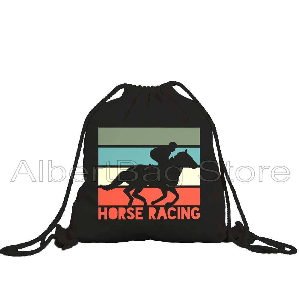 A Girl Who Loved Horses Funny Horse Racing Equestrian Riding Cute Gifts Horse Girl Drawstring Bags Soccer Backpack Gym Sackpack view 3
