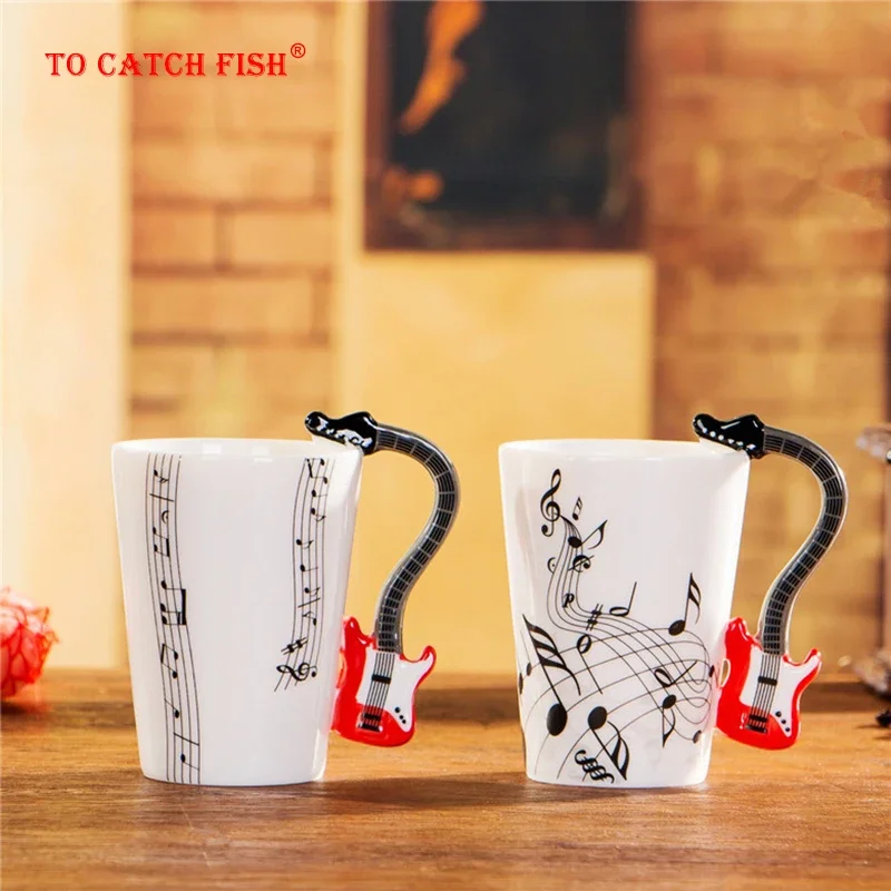 New design Guitar Ceramic mug,Personality Music Note Coffee mug,Milk Juice Lemon Mugs Coffee Tea Cup,We could support Dropship