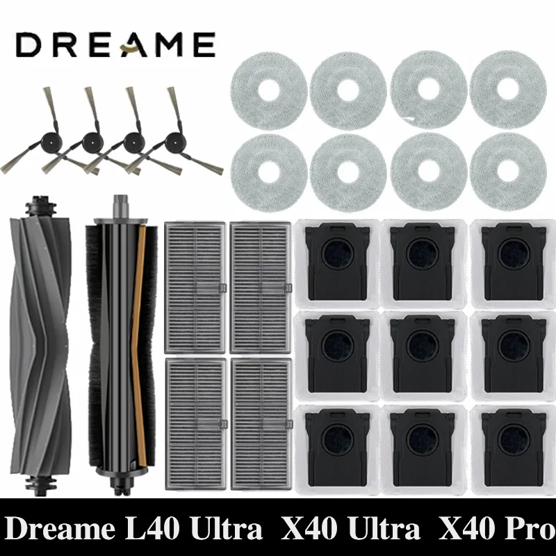 

Dreame L40 ultra / X40 Ultra Robot Vacuum Accessories Dust Bags Mop Main Side Brushes Cloths HEPA Filters Spare Parts