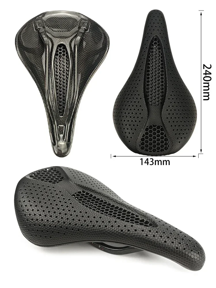 BALUGOE-Bicycle 3D Printed Carbon Saddle, Comfortable Road Bike MTB Seat, Cozy Honeycomb Cushion, 3D Seat Cushion