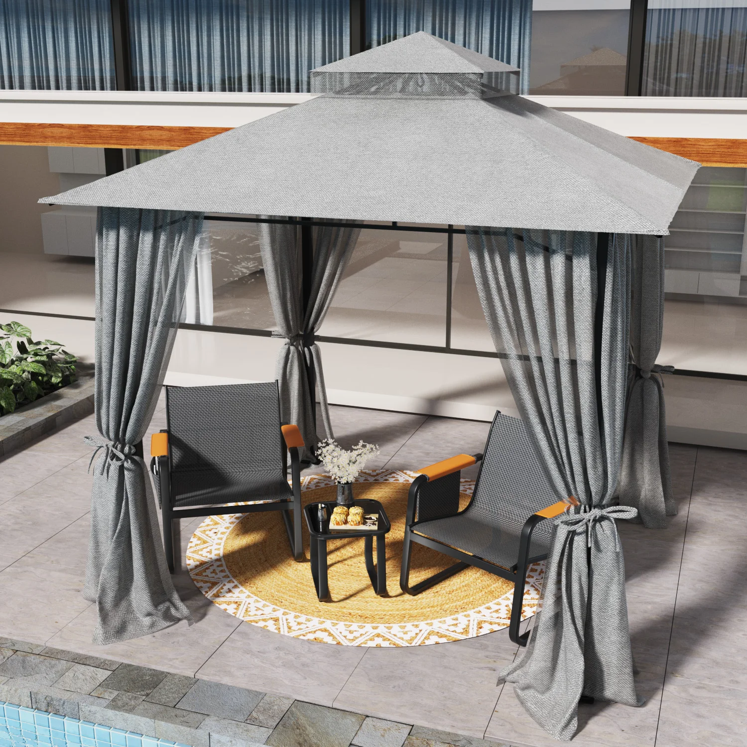 Double Tier Soft Canopy Patio  - Outdoor Furniture On Sale 评论和价格
