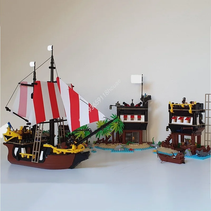 2153 pz MOC Buccaneer Cove Idee E Modello Building Blocks Giocattoli Architettura Assemblare Regalo Di Natale FAI DA TE Idea Creativa Educazione