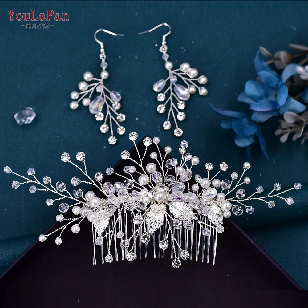 YouLaPan HP176 Bridal Hair Comb Earring Woman Hair Accessories Pearl Crystal Hair Pins Wedding Hair Clip Head Jewelry Headwear