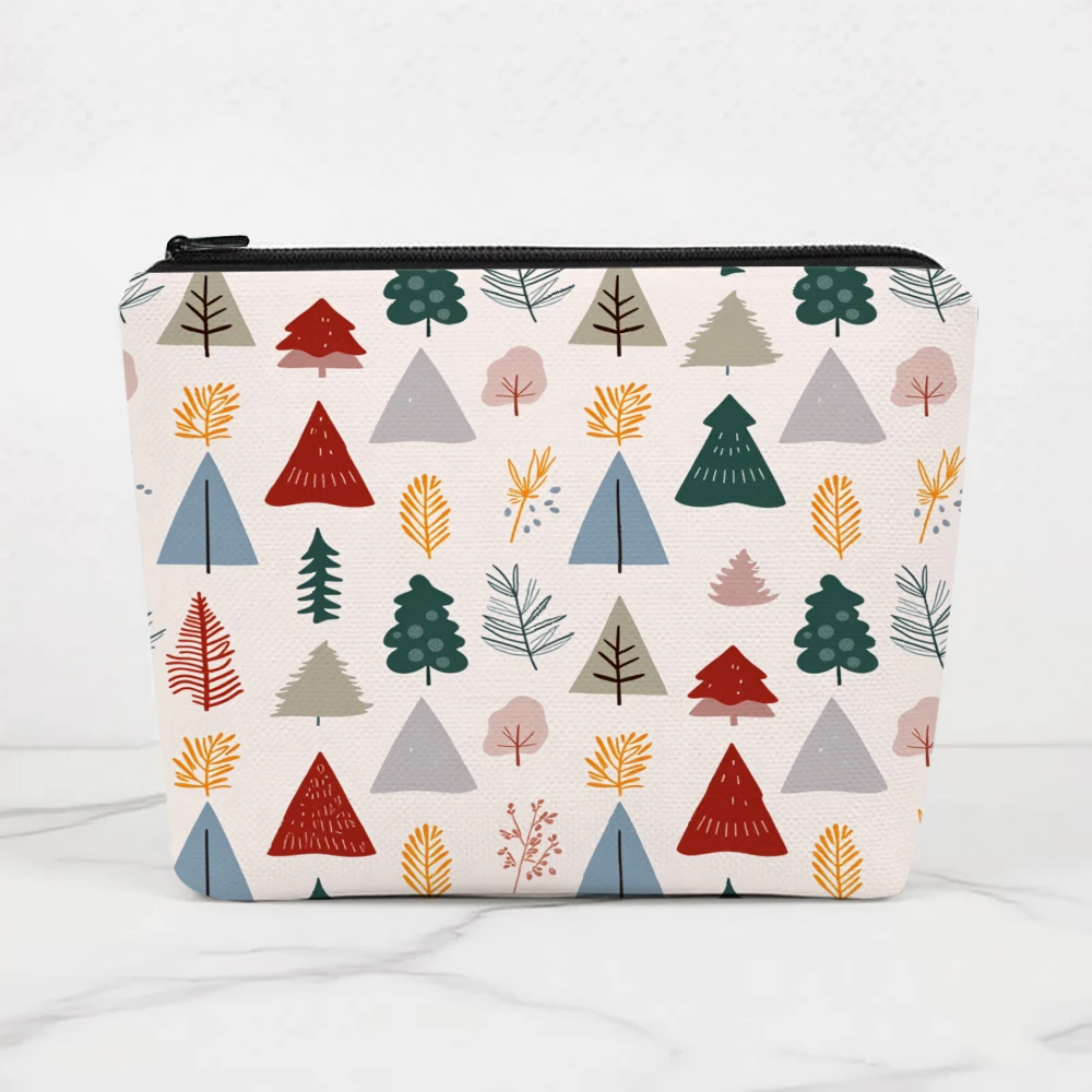Colorful Trees Leaves Pattern Print Makeup Bags for Girls Cosmetic Pouch Toiletry Bag Pencil Case Travel Storage
