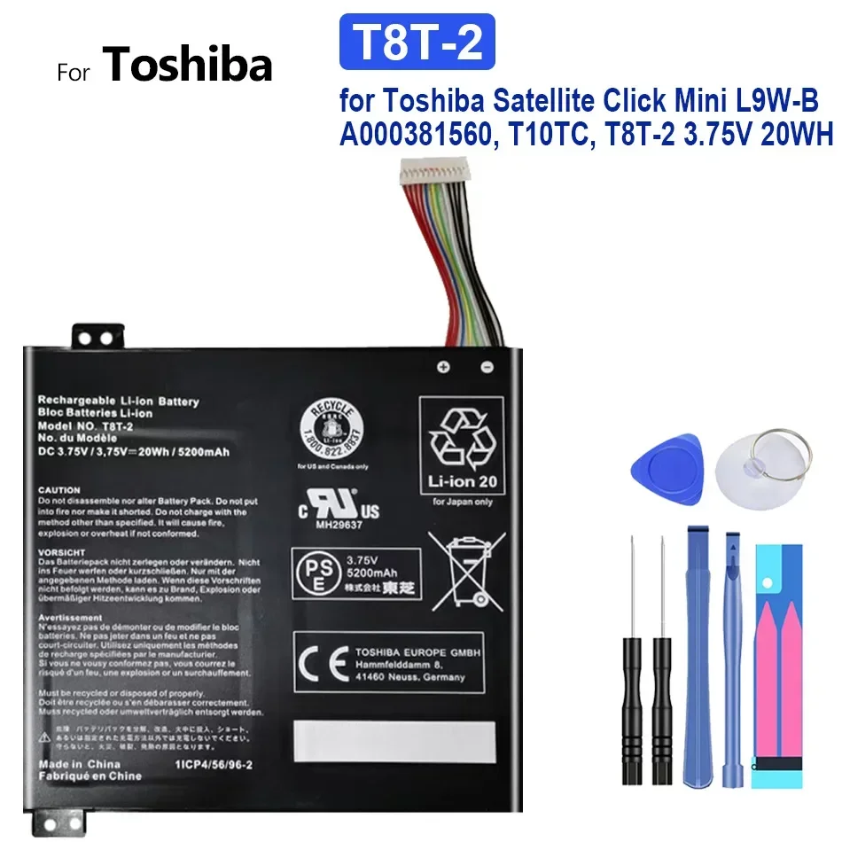 

Аккумулятор мобильного телефона T8T-2 5200 мАч для Toshiba Satellite Click Mini ClickMini L9W-B A 000381560 , T10TC, T8T-2 3,75 В 20 Втч