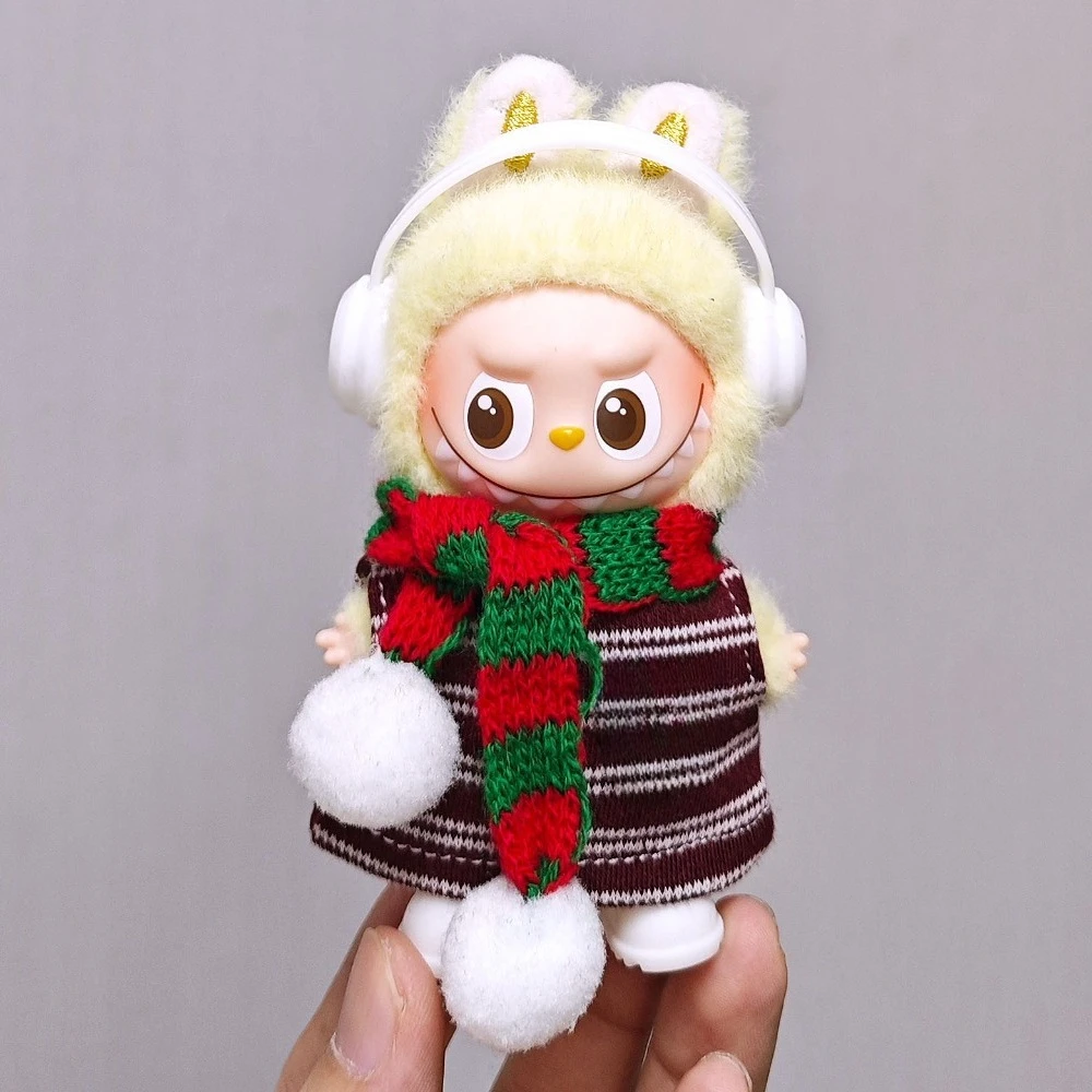 

For 10cm Labubu 4.0 Dolls Clothes Winter Clothes Scarf Set Dress Up Doll Accessories Sitting Party Changing Dress Game DIY Toys
