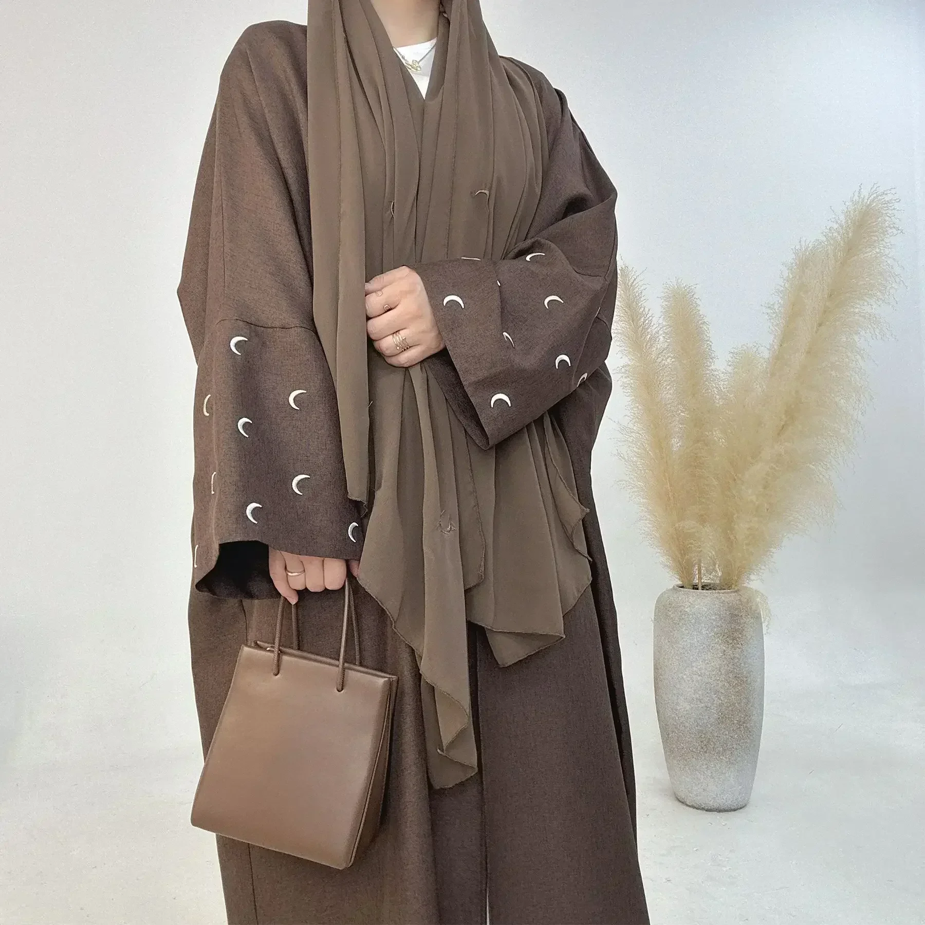 Baumwolle Leinen offen Abaya für Frauen Stickerei Kimono Abayas muslimischen Dubai Truthahn Luxus Kaftan Hijab Kleid saudi islamische Kleidung