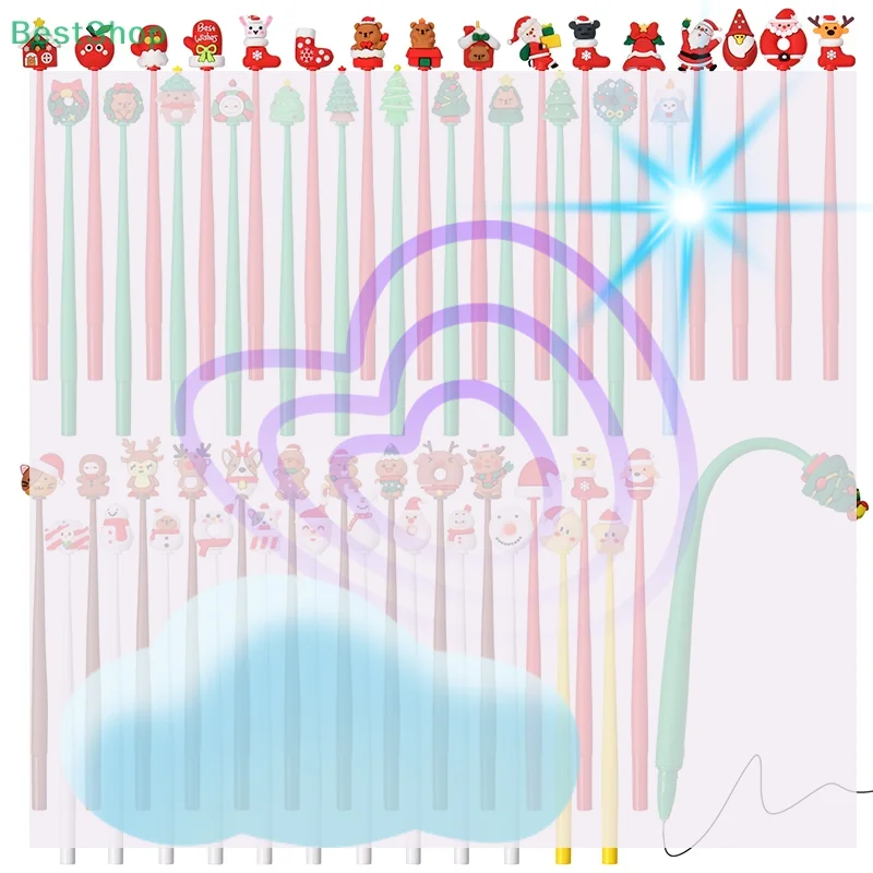 

Kawaii Рождественская гелевая ручка 0,5 мм с черными чернилами, милая рождественская елка, Лось, Санта-Снеговики, нейтральная ручка, школьные канцелярские принадлежности, подарок для детей