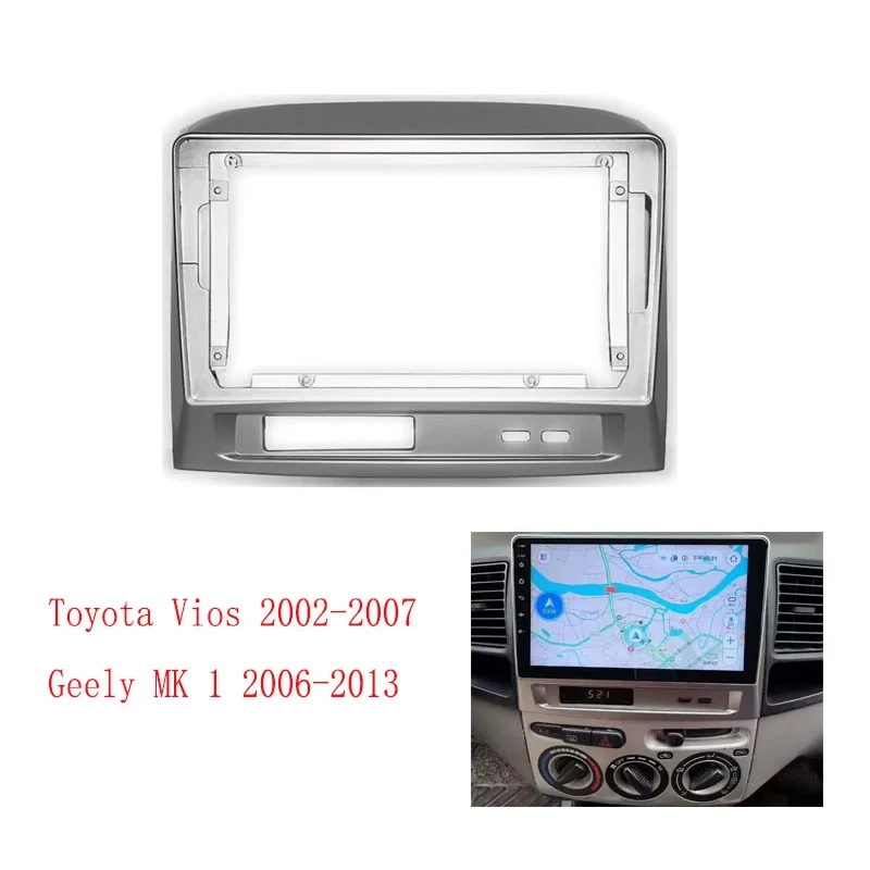 

9-дюймовый автомобильный радиоприемник для Toyota Vios Geely MK 1 2002-2007, видеопанель, плеер, аудиорамка, комплект крепления на приборной панели, рамка, проводной костюм