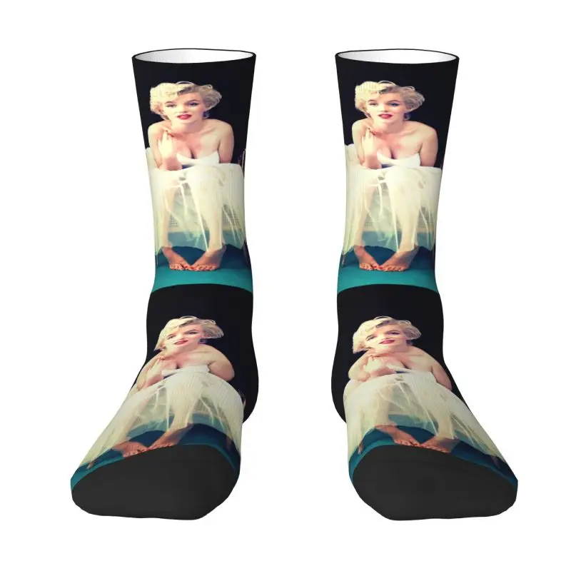 Fashion Mens Cute Monroe Marilyns Dress Socks Unisex Breathbale Warm 3D Print Actress Crew Socks