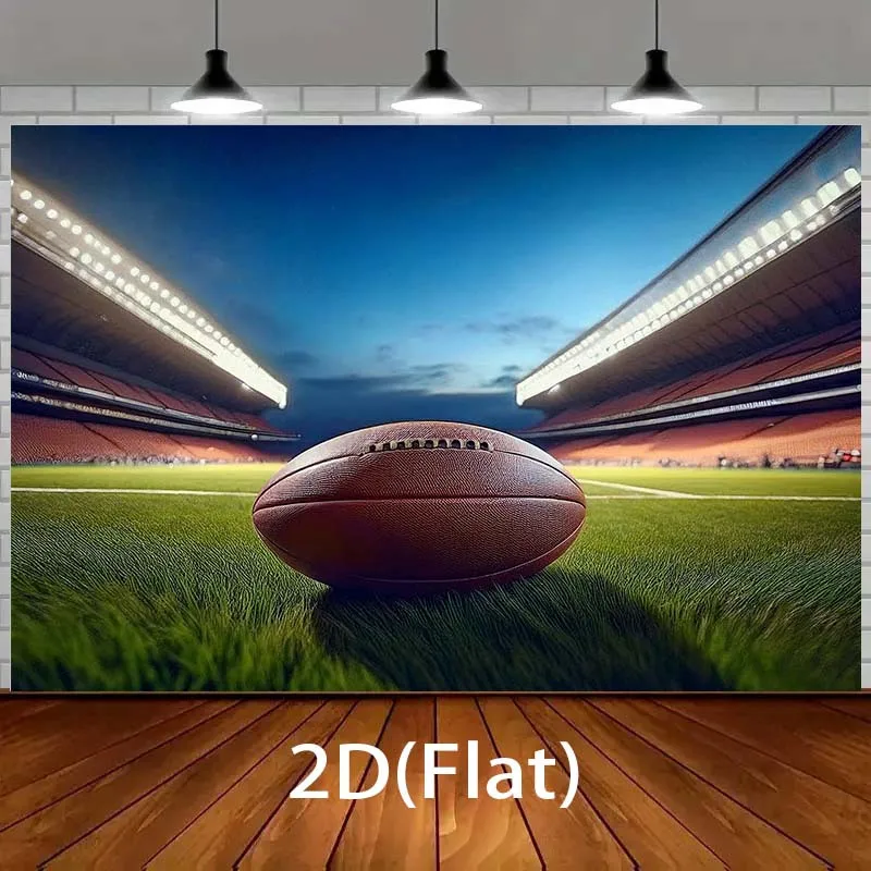 Tapiz Plano 2D de Estadio de Fútbol Americano, Decoración de Pared con Temática Deportiva, Decoración para el Día del Partido, Campo de Fútbol Americano con Luces Nocturnas